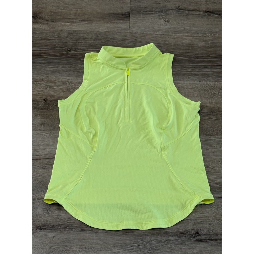 Lululemon Swiftly Tech Sleeveless Polo Shirt Neon Yellow Half Zip Size 6
